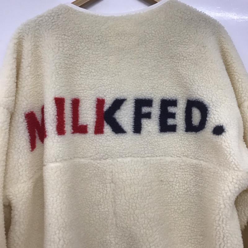 ミルクフェド MILKFED. ジャケット、上着 ジャケット、ブレザー 103203021005 BACK LOGO BOA ZIP UP V-NECK JACKET ボアジャケット ONE SIZE ロゴ、文字 アイボリー / アイボリー /  レディース USED 古着 中古 10147744