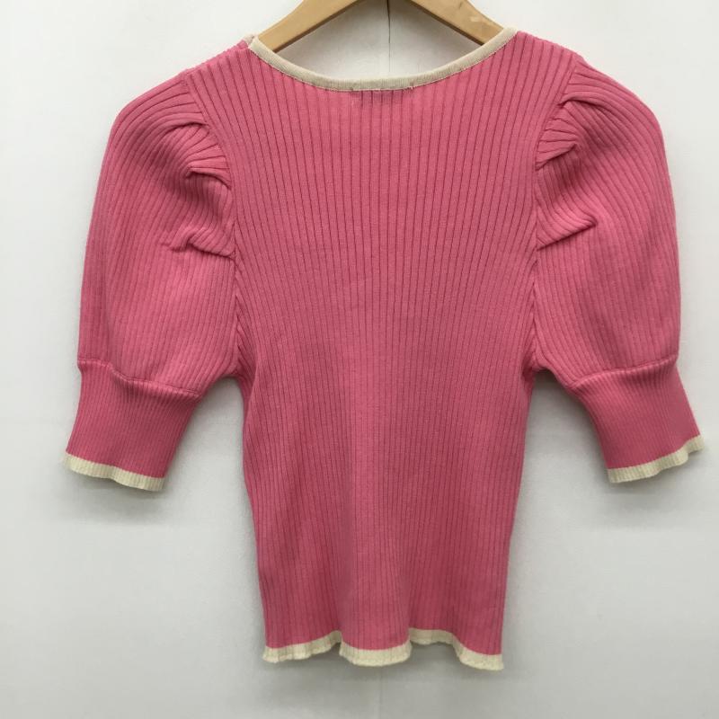 アースミュージックアンドエコロジー earth music&ecology ニット、セーター 半袖 1M42L2C0200 フロントロゴ配色ニットプルオーバー FREE ワンポイント 桃 / ピンク /  レディース USED 古着 中古 10141837