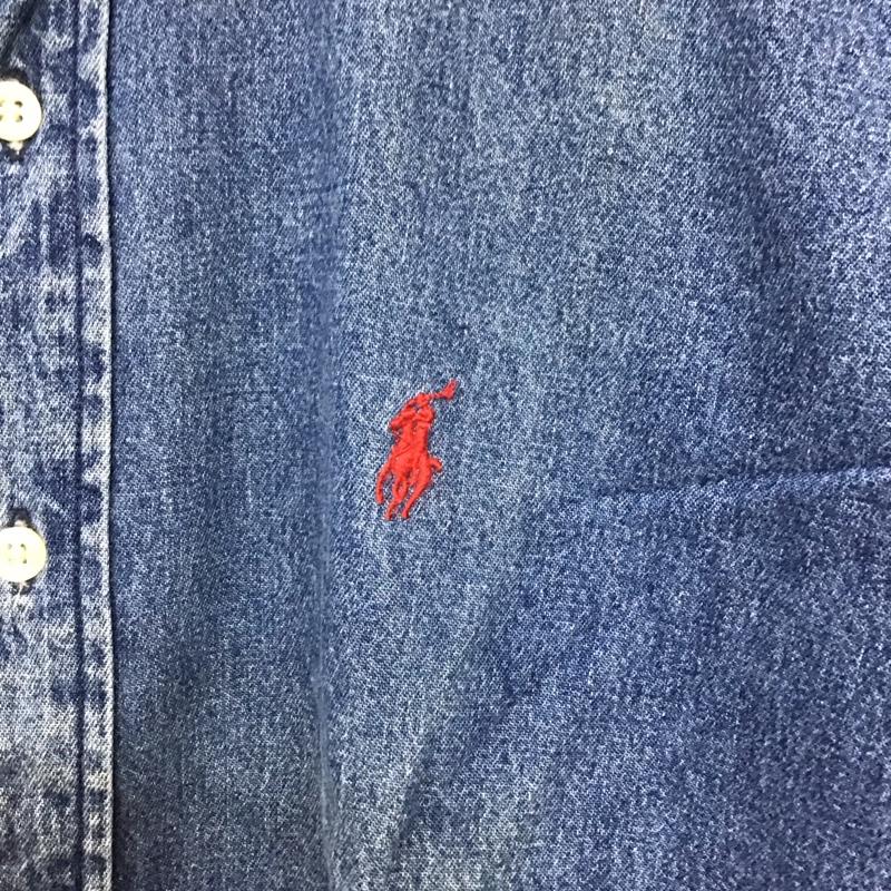 ラルフローレン RALPHLAUREN シャツ、ブラウス 長袖 長袖シャツ デニムシャツ カラーシャツ S ロゴ、文字 インディゴ / インディゴ /  メンズ USED 古着 中古 10130640
