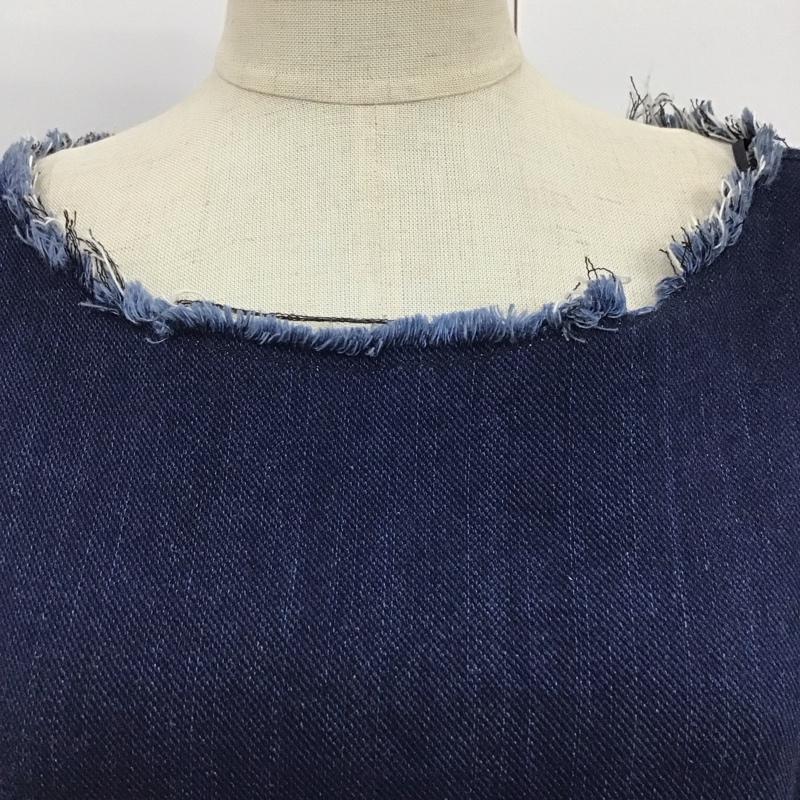 ザラベーシック ZARA BASIC ワンピース ひざ丈スカート 半袖ロングワンピース デニムワンピース クルーネック M 無地 インディゴ / インディゴ /  レディース USED 古着 中古 10116418