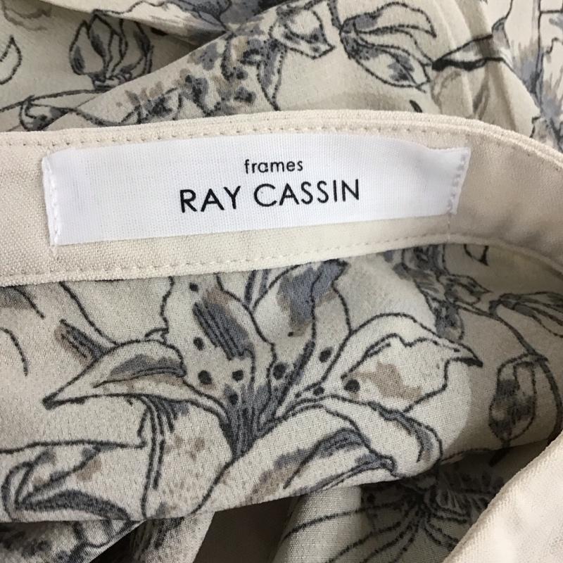 フレームス レイカズン frames RAY CASSIN ワンピース ロングスカート 513-627520 アートフラワープリント 配色バンドカラー 5分袖 FREE 花柄 アイボリー / アイボリー /  レディース USED 古着 中古 10117395