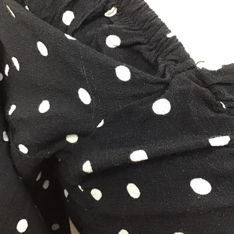 ザラ ZARA カットソー 半袖 スクエアネック クロップド丈 XS ドット 黒 / ブラック / X 白 / ホワイト /  レディース USED 古着 中古 10116698