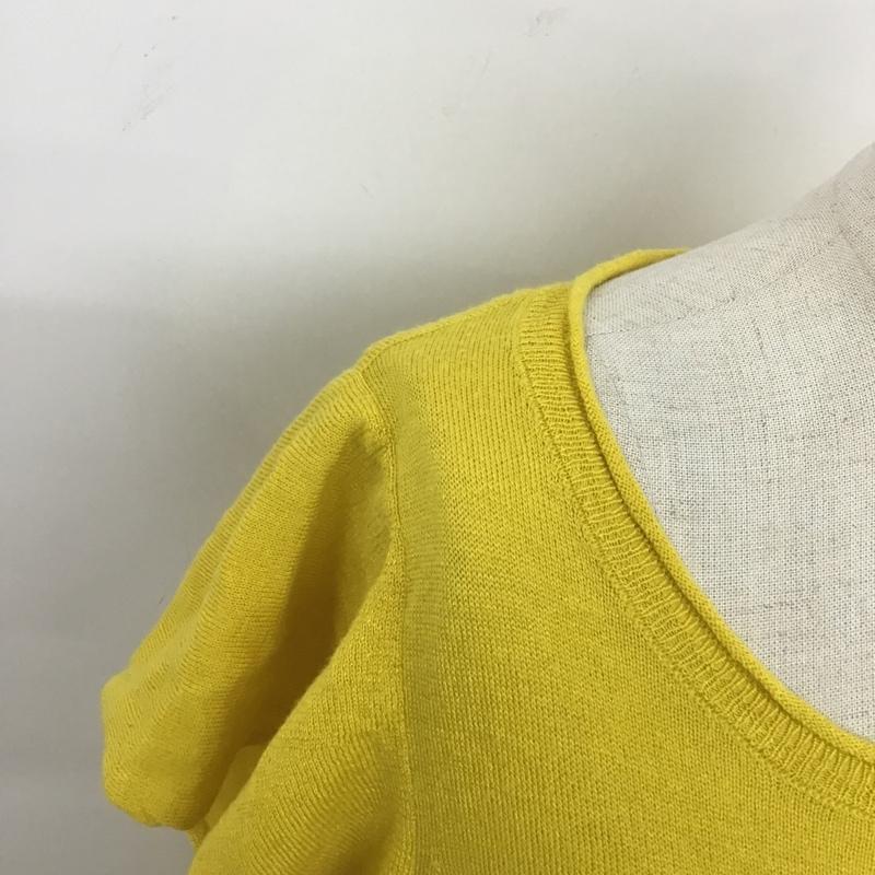 ザラニット ZARA KNIT カットソー 半袖 半袖ニットカットソー クルーネックカットソー 半袖セーター M 無地 黄 / イエロー /  レディース USED 古着 中古 10105850