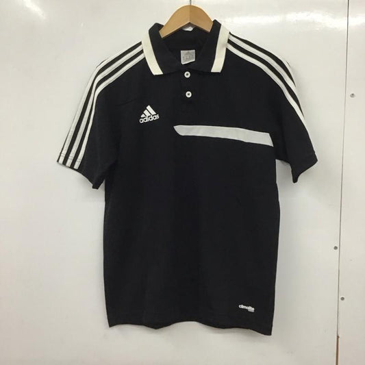 アディダス adidas ポロシャツ 半袖 半袖ポロシャツ カラーシャツ 半袖カットソー スポーツウェア M ロゴ、文字 黒 / ブラック /  メンズ USED 古着 中古 10134970
