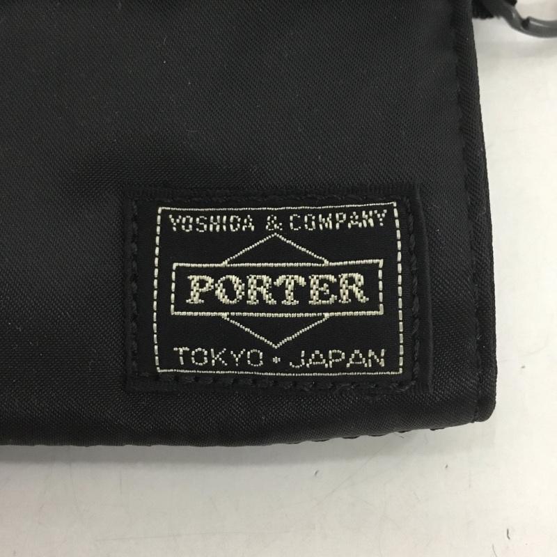 ポーター PORTER 財布 二つ折り タンカー パスケース ロゴ、文字 黒 / ブラック /  メンズ USED 古着 中古 10146888