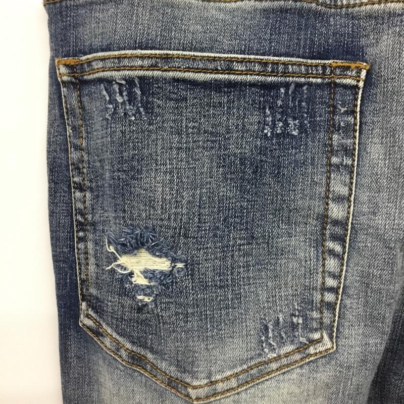 ミニマル mnml パンツ デニム、ジーンズ 裾ファスナー ストレッチ 36 ダメージ加工 青 / ブルー /  メンズ USED 古着 中古 10115685