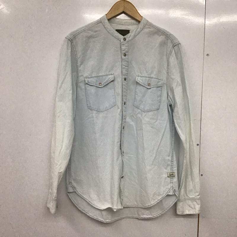 ザラメン ZARA MAN シャツ、ブラウス 長袖 長袖シャツ 無地シャツ ノーカラーシャツ デニムシャツ M 無地 水色 / ライトブルー /  メンズ USED 古着 中古 10145822