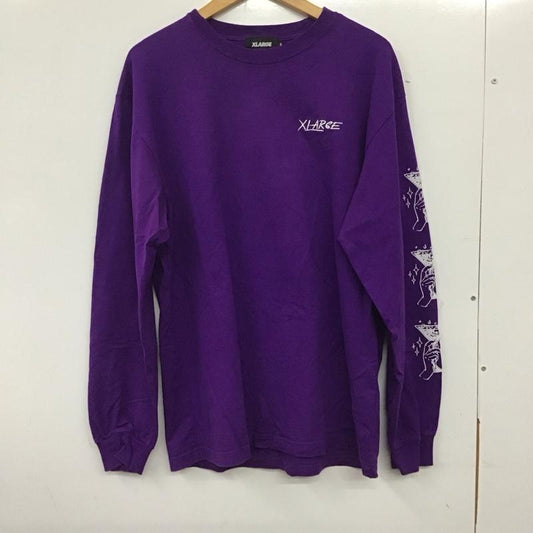エクストララージ XLARGE カットソー 長袖 長袖カットソー プリントカットソー クルーネック M ロゴ、文字 紫 / パープル /  メンズ USED 古着 中古 10137356