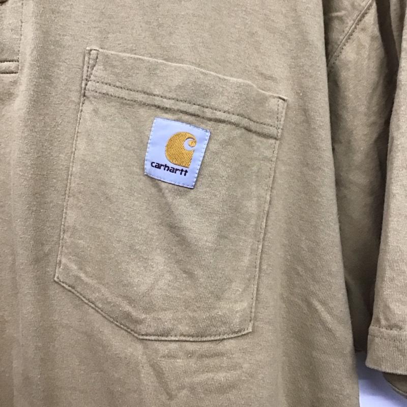 カーハート Carhartt ポロシャツ 半袖 半袖ポロシャツ カラーシャツ 半袖カットソー L ロゴ、文字 ベージュ / ベージュ /  メンズ USED 古着 中古 10150126