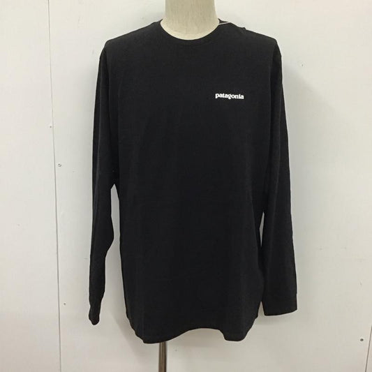 パタゴニア patagonia カットソー 長袖 長袖カットソー クルーネックカットソー ロングスリーブカットソー プリントTシャツ L ロゴ、文字 黒 / ブラック /  メンズ USED 古着 中古 10110886