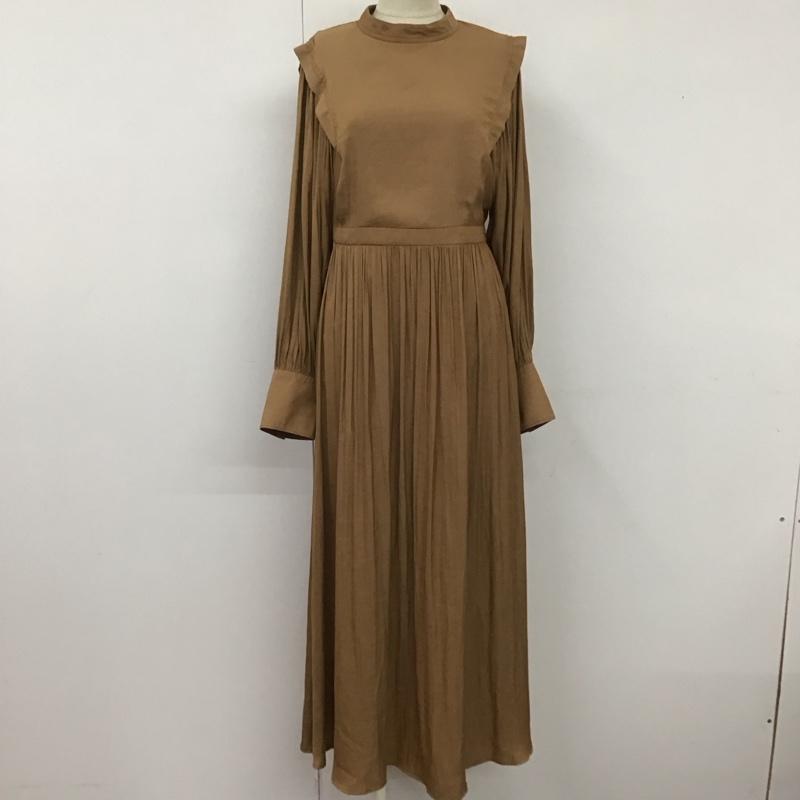 センスオブプレイス SENSEOFPLACE ワンピース ロングスカート aa16-26b019 ハイネックウエストマークワンピース ロングワンピース フレアスカート 無地 茶 / ブラウン /  レディース USED 古着 中古 10109190
