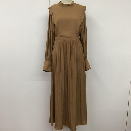 センスオブプレイス SENSEOFPLACE ワンピース ロングスカート aa16-26b019 ハイネックウエストマークワンピース ロングワンピース フレアスカート 無地 茶 / ブラウン /  レディース USED 古着 中古 10109190