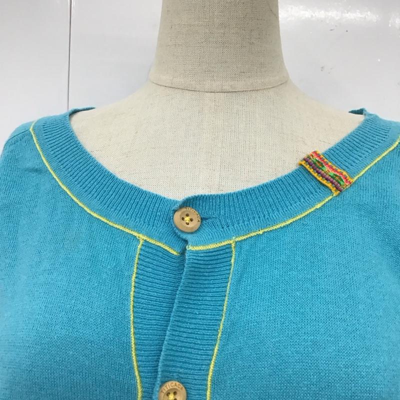 チチカカ TITICACA カーディガン 長袖 FSE-BA-046 コットン リネン M 無地 青 / ブルー /  レディース USED 古着 中古 10116750