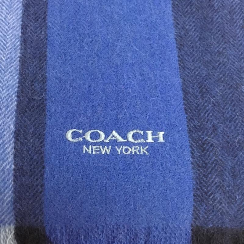 コーチ COACH マフラー マフラー F76059 カシミヤ混 タグ付き ロゴ、文字 青 / ブルー /  メンズ USED 古着 中古 10130780