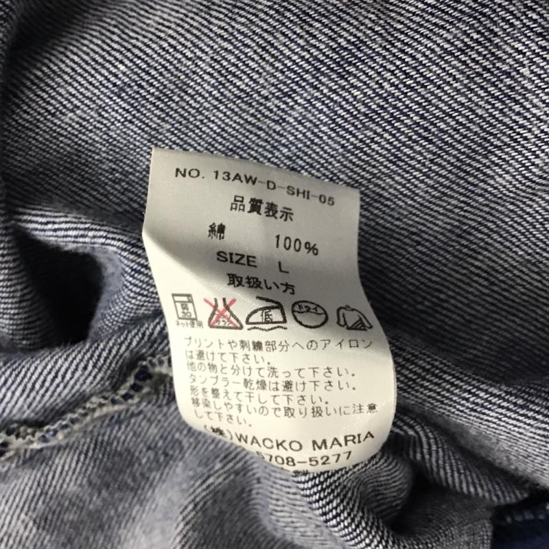 ワコマリア WACKO MARIA シャツ、ブラウス 長袖 長袖シャツ 無地シャツ カラーシャツ デニムシャツ L 無地 インディゴ / インディゴ /  メンズ USED 古着 中古 10141883