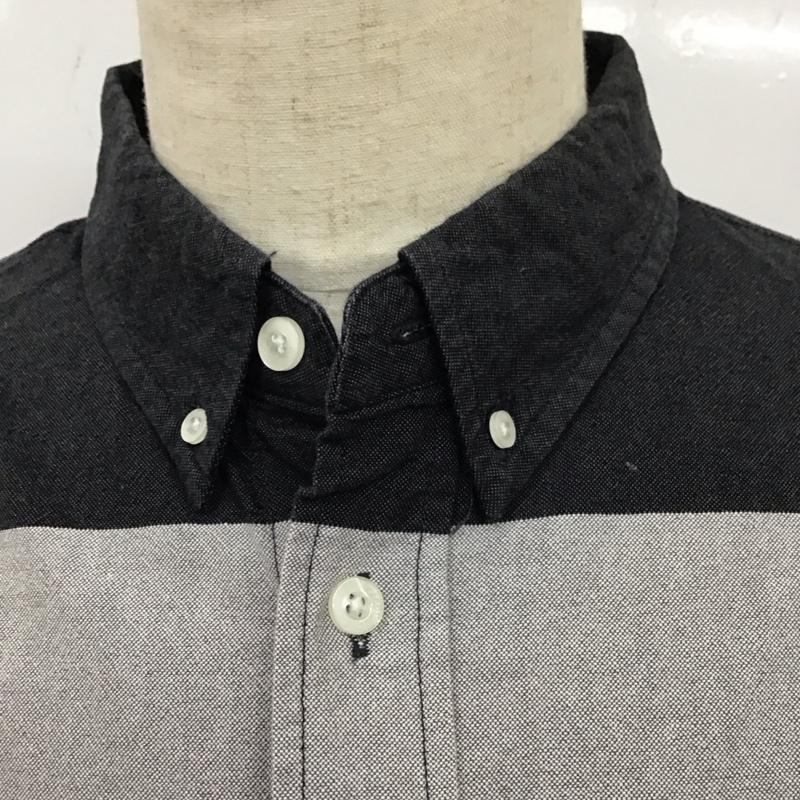 ボルコム VOLCOM シャツ、ブラウス 半袖 A04116JC ボタンダウン ワイドボーダー L ワンポイント 黒 / ブラック / X 灰 / グレー /  メンズ USED 古着 中古 10116334