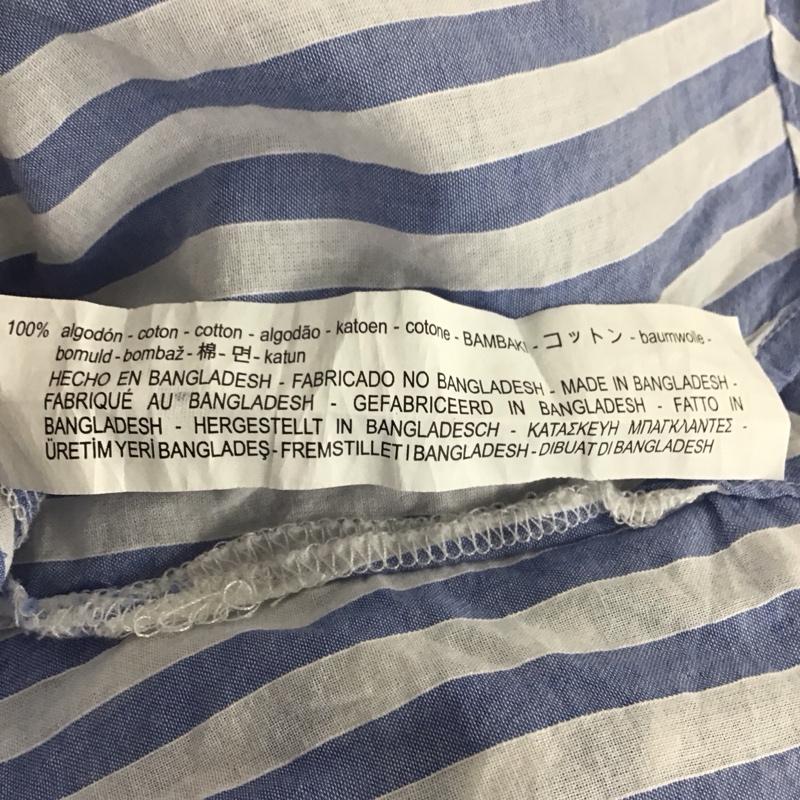 ザラベーシック ZARA BASIC シャツ、ブラウス 長袖 L ストライプ 白 / ホワイト / X 水色 / ライトブルー /  レディース USED 古着 中古 10133659