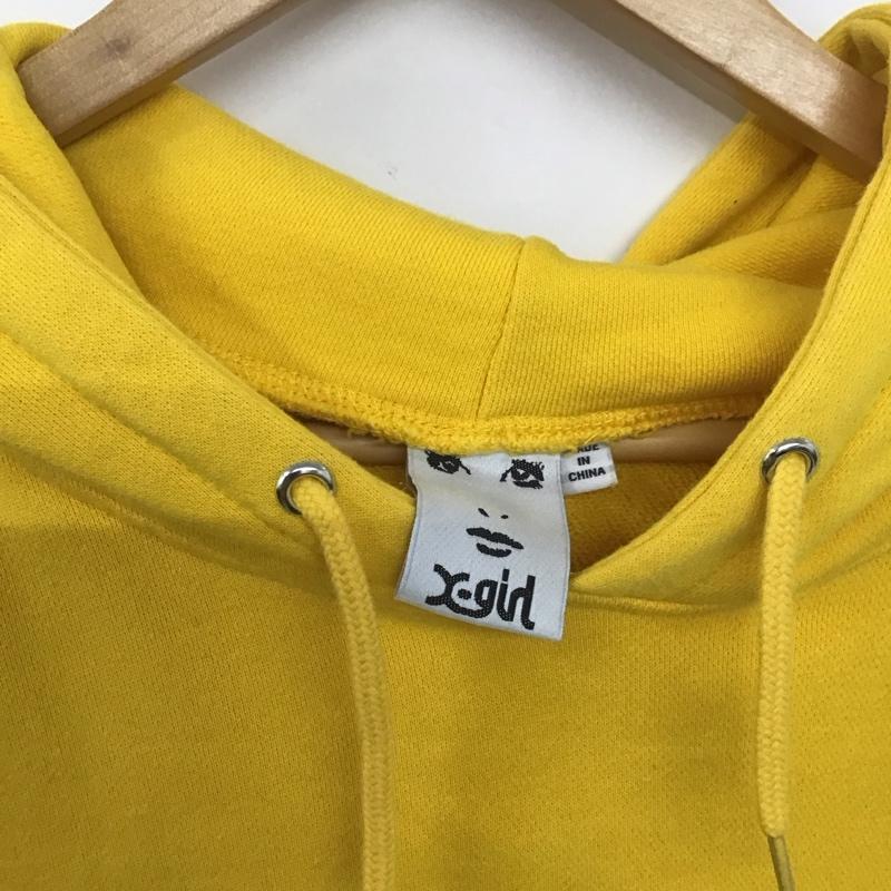 エックスガール X-girl パーカー 長袖 105223012009 CHUBBY LOGO SWEAT HOODIE XL プリント 黄 / イエロー /  レディース USED 古着 中古 10146635