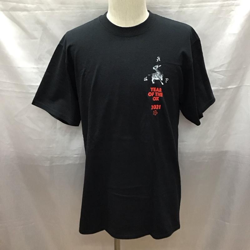 ハフ HUF Tシャツ 半袖 半袖カットソー プリントTシャツ クルーネックカットソー M プリント 黒 / ブラック /  メンズ USED 古着 中古 10116579