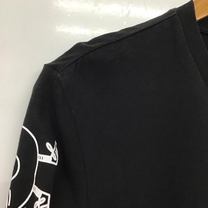 アディダス adidas カットソー 長袖 長袖カットソー プリントカットソー クルーネック M ロゴ、文字 黒 / ブラック /  メンズ USED 古着 中古 10135847