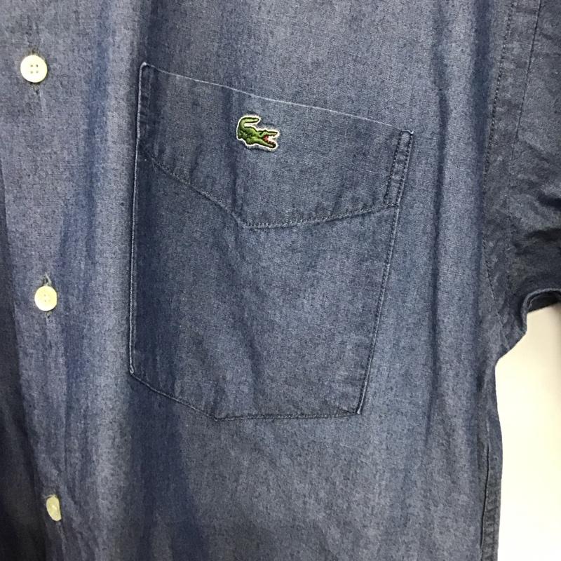 ラコステ LACOSTE シャツ、ブラウス 半袖 半袖シャツ デニムシャツ ボタンダウンシャツ 40 ロゴ、文字 青 / ブルー /  メンズ USED 古着 中古 10132809