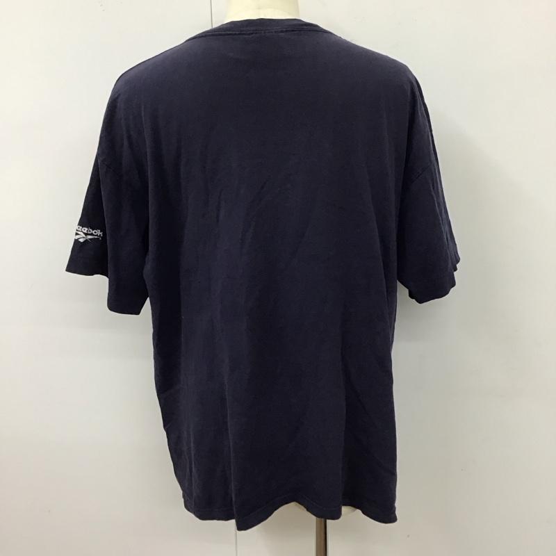 リーボック Reebok Tシャツ 半袖 クルーネック XL ロゴ、文字 紺 / ネイビー /  メンズ USED 古着 中古 10118316