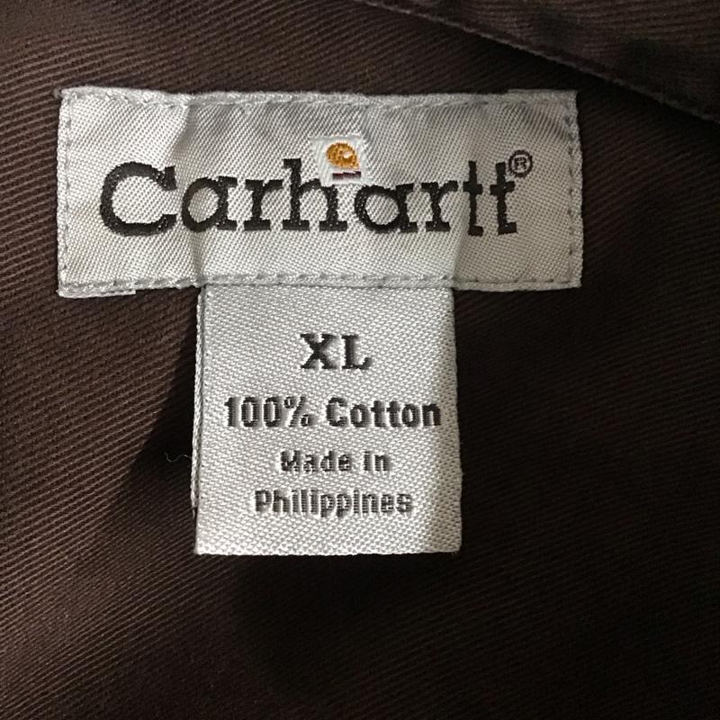 カーハート Carhartt シャツ、ブラウス 長袖 長袖シャツ ポケットシャツ カラーシャツ ボタンダウンシャツ XL ロゴ、文字 茶 / ブラウン /  メンズ USED 古着 中古 10127873