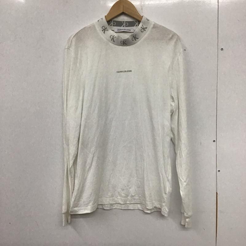 カルヴァン クライン ジーンズ Calvin Klein Jeans カットソー 長袖 長袖カットソー プリントカットソー M ロゴ、文字 白 / ホワイト /  メンズ USED 古着 中古 10139875