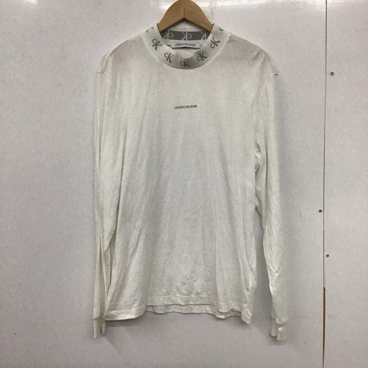 カルヴァン クライン ジーンズ Calvin Klein Jeans カットソー 長袖 長袖カットソー プリントカットソー M ロゴ、文字 白 / ホワイト /  メンズ USED 古着 中古 10139875