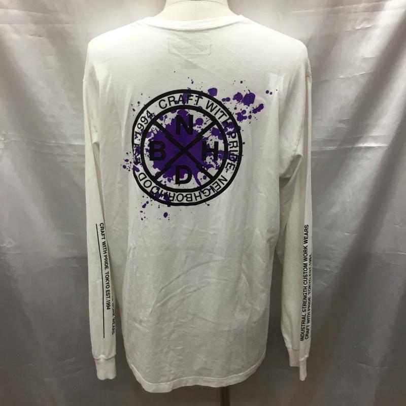 ネイバーフッド NEIGHBORHOOD カットソー 長袖 長袖カットソー クルーネックカットソー ロングスリーブカットソー プリントTシャツ L ロゴ、文字 白 / ホワイト /  メンズ USED 古着 中古 10117527