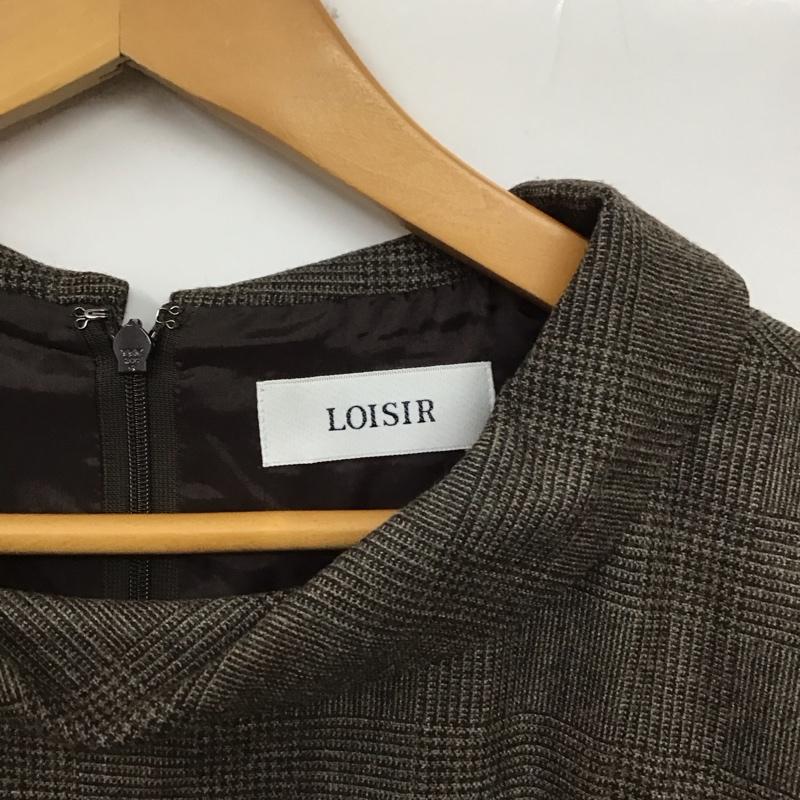ロワズィール LOISIR ワンピース ロングスカート 長袖ロングワンピース フレアスカート スタンドネック 38 チェック 茶 / ブラウン /  レディース USED 古着 中古 10128982
