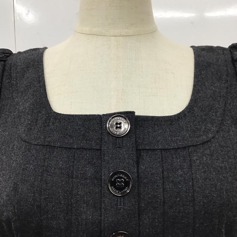 バーバリーブルーレーベル BURBERRY BLUE LABEL ワンピース ひざ丈スカート FMF63-595-08 半袖 スクエアネック 36 無地 チャコールグレー / チャコールグレー /  レディース USED 古着 中古 10115012