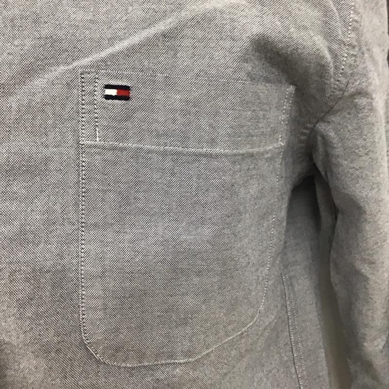 トミーヒルフィガー TOMMY HILFIGER シャツ、ブラウス 長袖 ボタンダウン スリムフィット L ワンポイント 灰 / グレー /  メンズ USED 古着 中古 10123668
