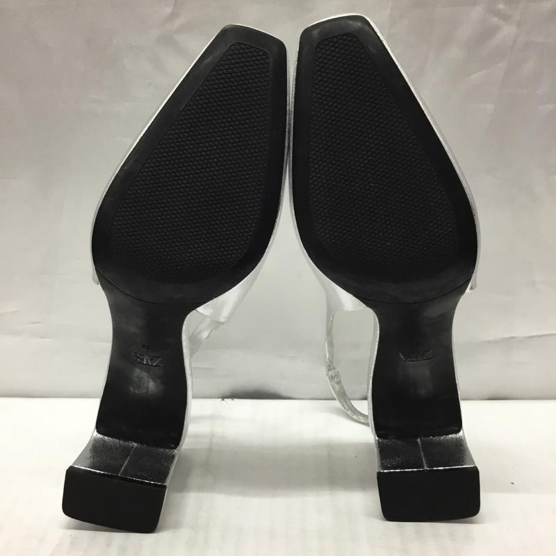 ザラ ZARA ミュール ミュール 2224 310 808 バックベルト メタリック EU38 無地 銀 / シルバー /  レディース USED 古着 中古 10119090