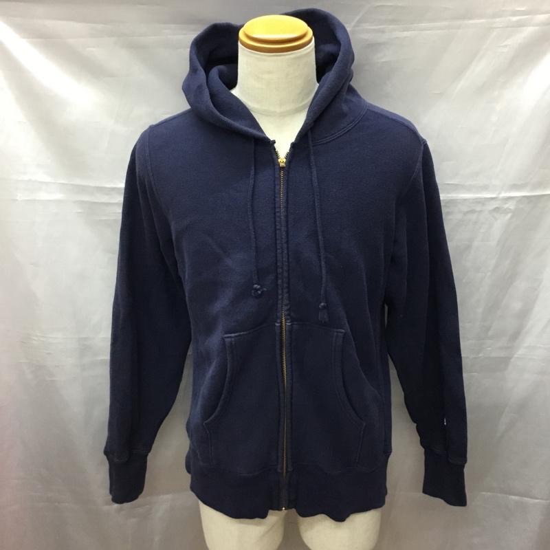 チャンピオン Champion パーカー 長袖 ジップパーカー L 無地 紺 / ネイビー /  メンズ USED 古着 中古 10113449