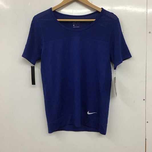 ナイキ NIKE Tシャツ 半袖 AT0579-438 DRI-FIT メッシュ タグ付き L ワンポイント 青 / ブルー /  レディース USED 古着 中古 10135608
