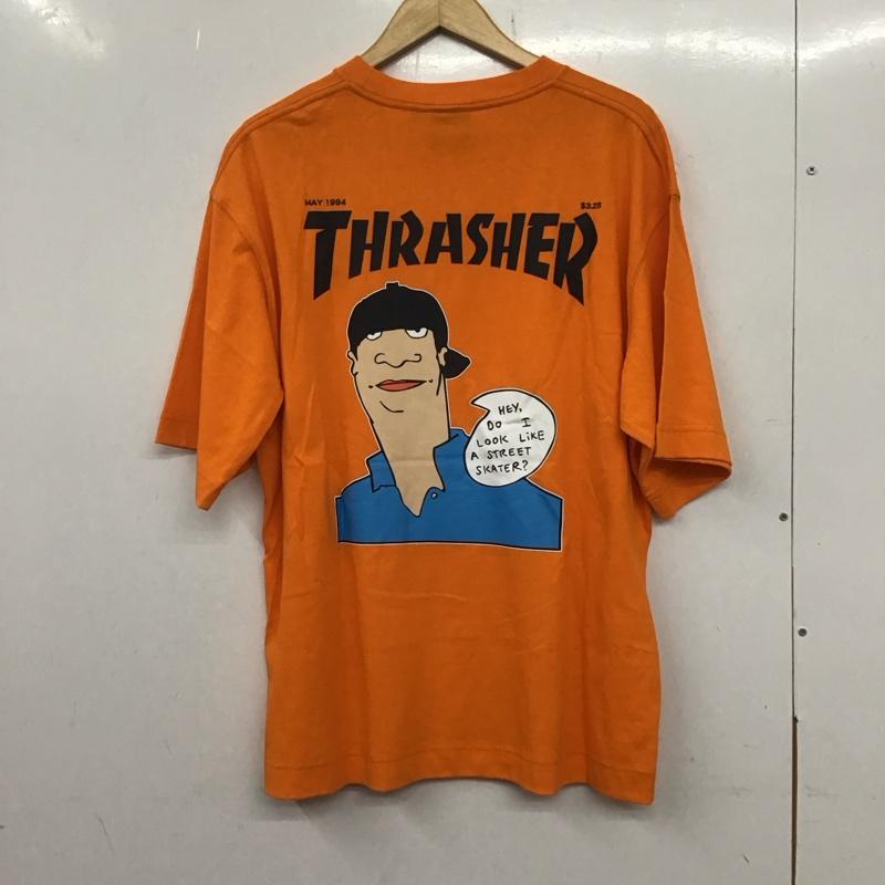 スラッシャー THRASHER Tシャツ 半袖 THMM-006 MAGAZINE COVER バックラバープリントTシャツ ビックシルエット L プリント 橙 / オレンジ /  メンズ USED 古着 中古 10134548