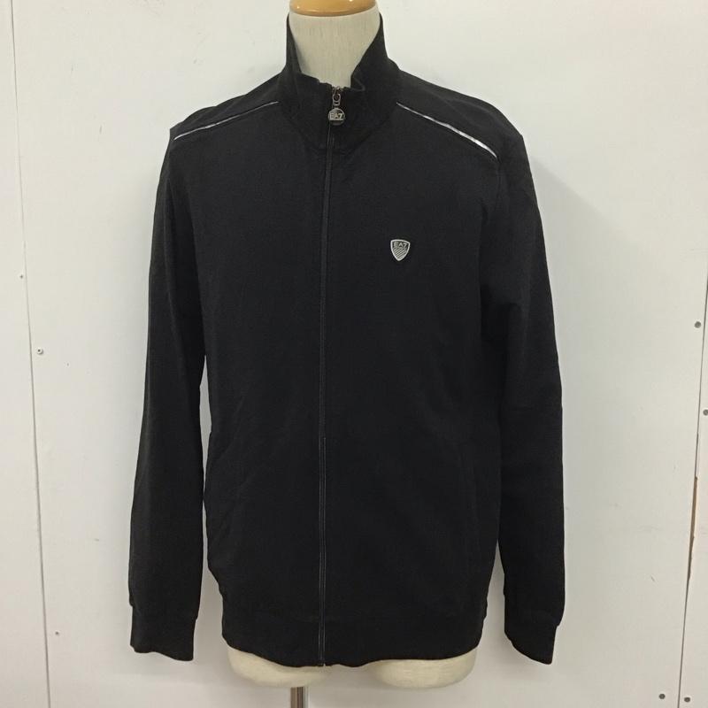 エンポリオアルマーニ EMPORIO ARMANI ジャケット、上着 ジャンパー、ブルゾン ジップアップジャケット スウェットジャケット アウター リブスウェット L ロゴ、文字 黒 / ブラック /  メンズ USED 古着 中古 10108002
