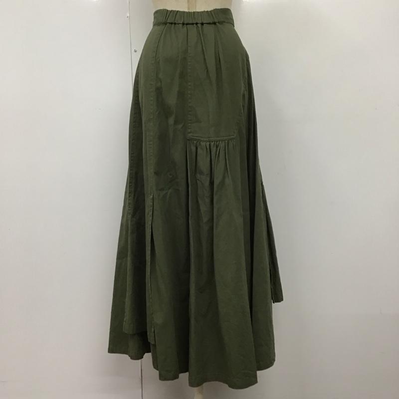 リエンダ rienda スカート ロングスカート 110CS631-1260 アシンメトリーティアードジャストウエストチノスカート S 無地 カーキ / カーキ /  レディース USED 古着 中古 10116780