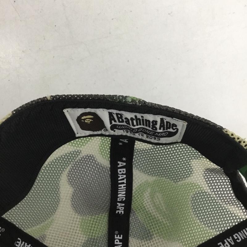 アベイシングエイプ A BATHING APE 帽子 キャップ 001CPL301012M メッシュキャップ カモ柄 迷彩 FREE ロゴ、文字 カーキ / カーキ / X 緑 / グリーン /  メンズ USED 古着 中古 10136965