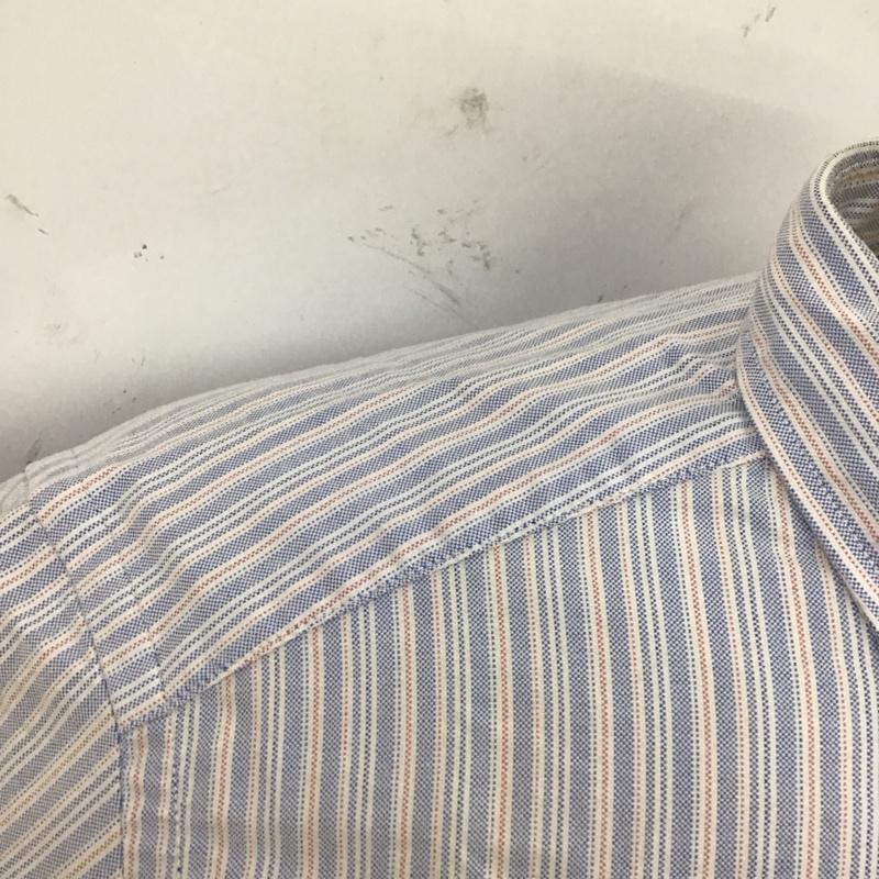 エディーバウアー Eddie Bauer シャツ、ブラウス 半袖 ボタンダウン ストライプ 胸ポケット S ワンポイント 水色 / ライトブルー / X 白 / ホワイト / X 赤 / レッド /  メンズ USED 古着 中古 10112918