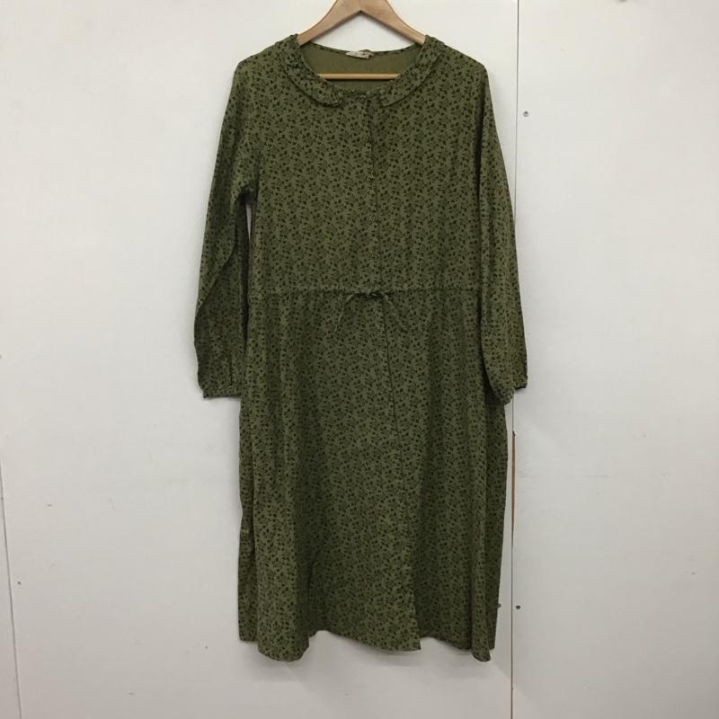 サマンサモスモス Samansa Mos2 ワンピース ロングスカート 1102979 襟付き 長袖 シャツワンピース FREE 総柄 カーキ / カーキ /  レディース USED 古着 中古 10142250