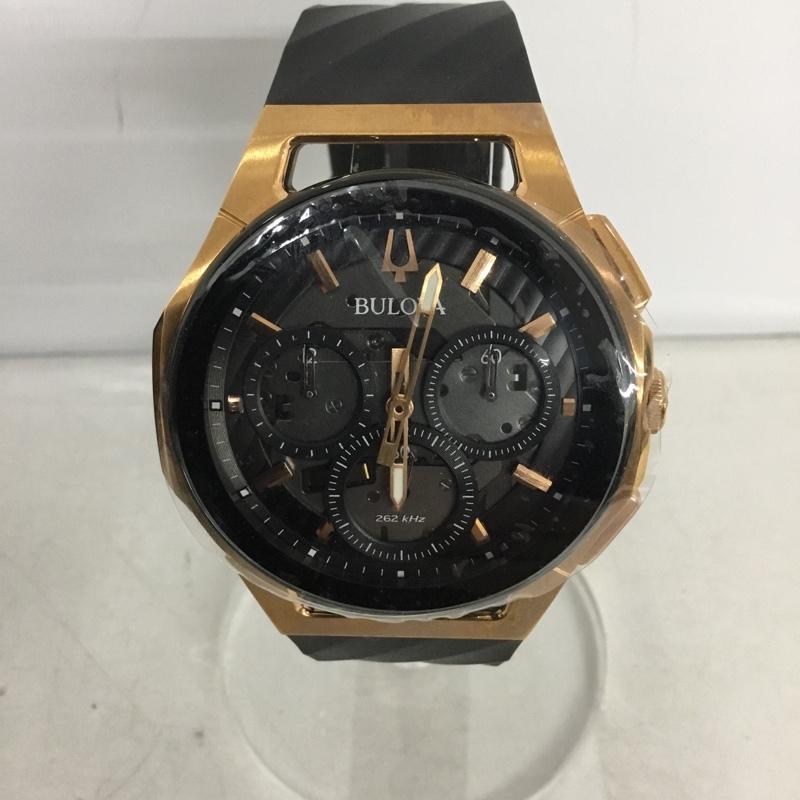 ブローバ BULOVA 腕時計 アナログ（クォーツ式） 98A185 CURV カーブ 箱有 ロゴ、文字 黒 / ブラック /  メンズ USED 古着 中古 10133874