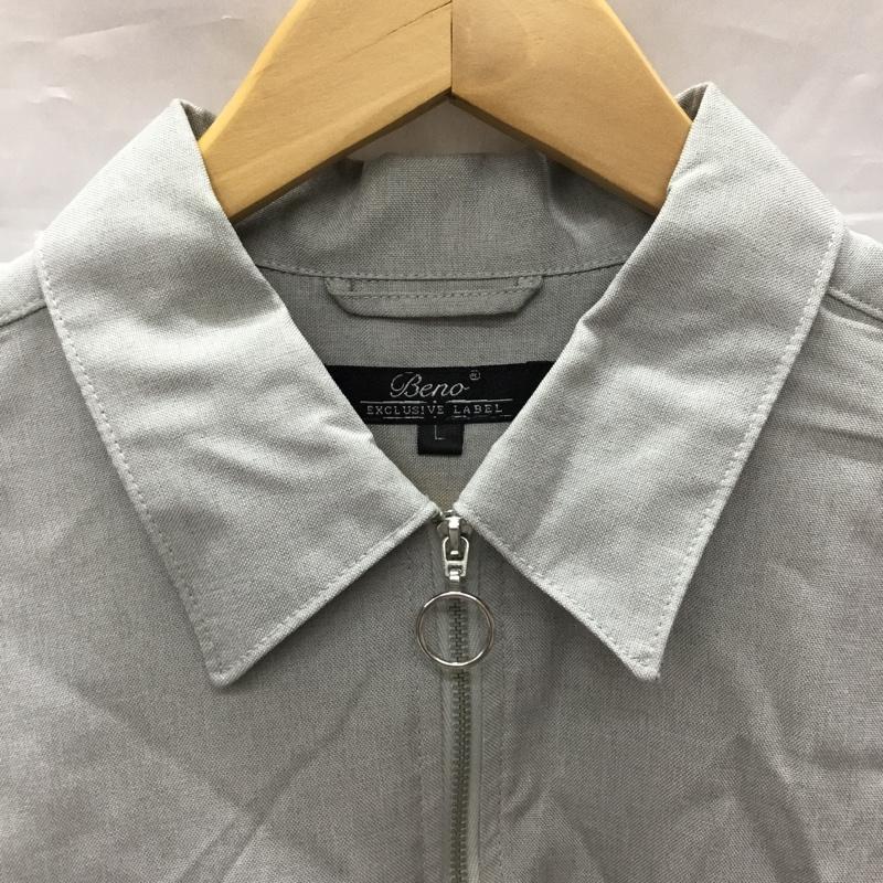 ビーノ Beno シャツ、ブラウス 半袖 ハーフジップ L 無地 灰 / グレー /  メンズ USED 古着 中古 10117781