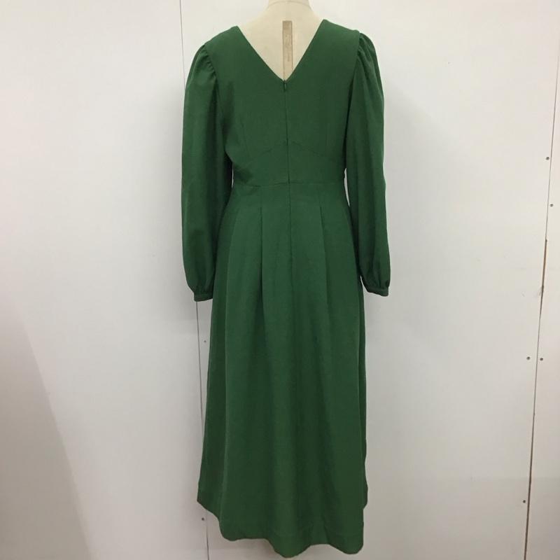 マウジー MOUSSY ワンピース ロングスカート 010EA730-7470 TUCKED FLARE DRESS Vネック 長袖 タグ付き 1 無地 緑 / グリーン /  レディース USED 古着 中古 10117390