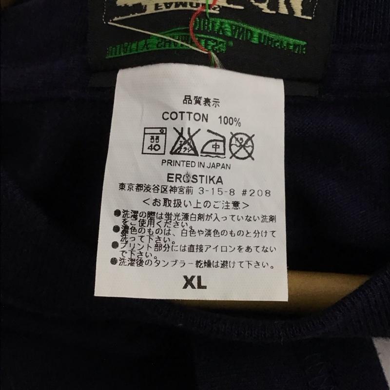 エロスティカ EROSTiKA Tシャツ 半袖 半袖カットソー プリントTシャツ クルーネックカットソー XL プリント 紺 / ネイビー /  メンズ USED 古着 中古 10130093