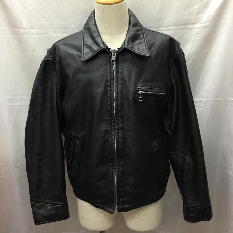 ショット schott ジャケット、上着 ジャンパー、ブルゾン ジップアップジャケット ジャンパー アウター シングルジャケット レザージャケット 601 44 無地 黒 / ブラック /  メンズ USED 古着 中古 10111620