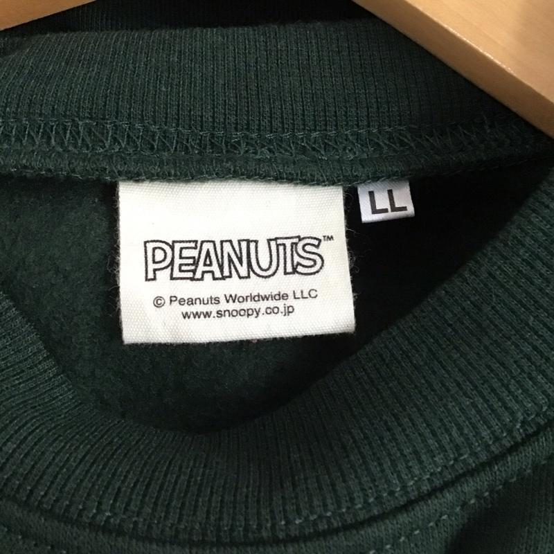 ピーナッツ PEANUTS トレーナー 長袖 長袖トレーナー スウェット クルーネック プルオーバー LL ロゴ、文字 緑 / グリーン /  メンズ USED 古着 中古 10129520
