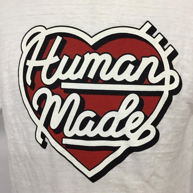 ヒューマンウーマン HUMAN WOMAN Tシャツ 半袖 クルーネック プリント M ロゴ、文字 白 / ホワイト /  メンズ USED 古着 中古 10119199