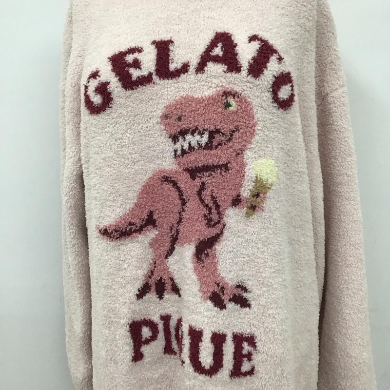 ジェラートピケ gelato pique ナイトウエア、パジャマ ナイトウェア、パジャマ PWN0241075 ダイナソー ジャガード 長袖 ルームウェア ワンピース ロゴ、文字 桃 / ピンク /  レディース USED 古着 中古 10120584